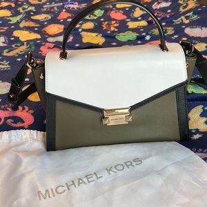 Michael Kors Tri-color Leather Satchel Olive Combo